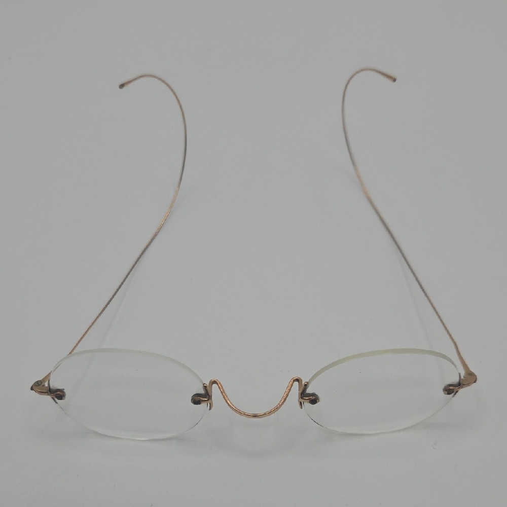 Vintage Edwardian 10K Gold Curved Bow Riding Temple Frame Spectacles Glasses